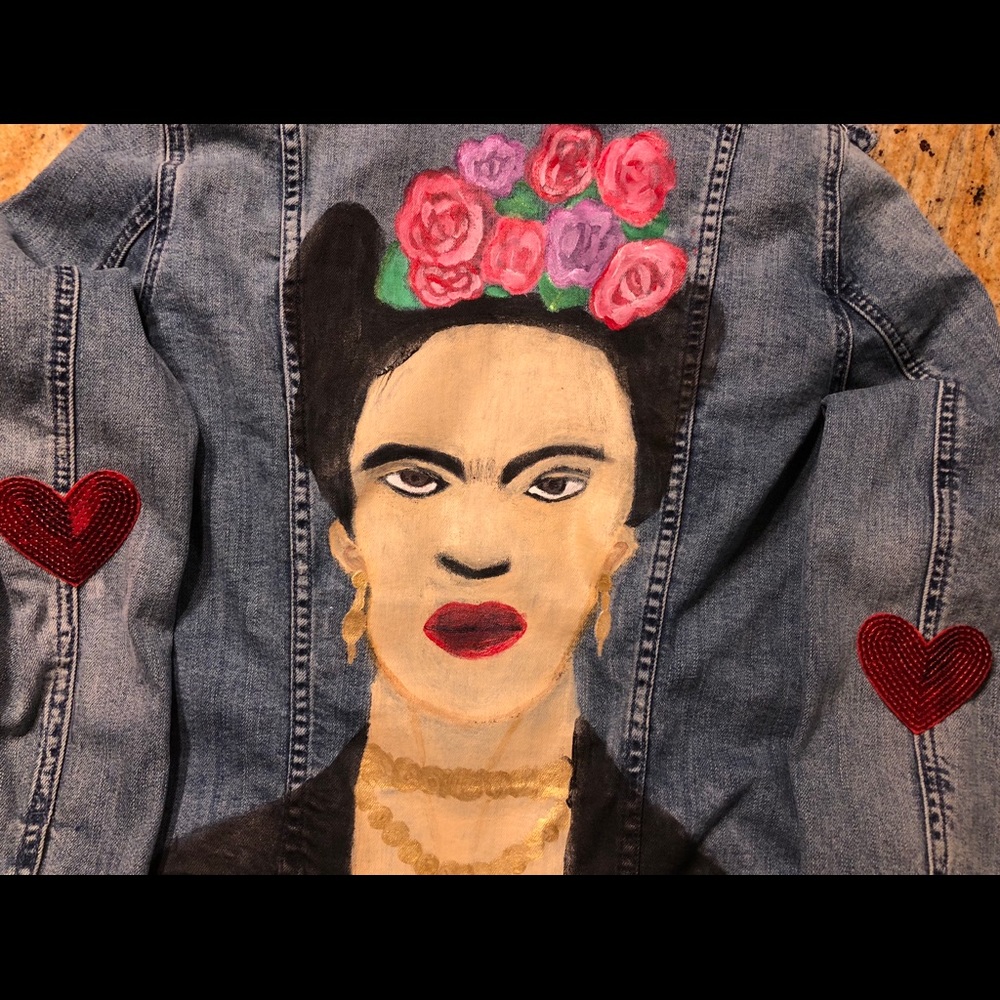 Hand painted Frida Kahlo denim jacket